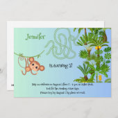 サルとバナナ迷路の誕生日招待状 招待状 (正面/裏面)