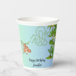 サルとバナナ迷路の誕生日紙カップ 紙コップ