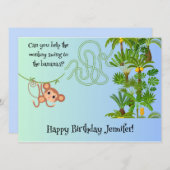 サルとバナナ迷路パズル誕生日カード (正面/裏面)