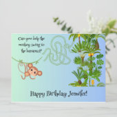 サルとバナナ迷路パズル誕生日カード (スタンド正面)