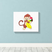 サルとバナナ キャンバスプリント (インサイチュ (ウッドフロア))