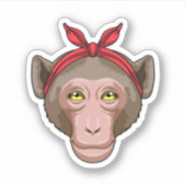 サルとバンダナ シール (正面)