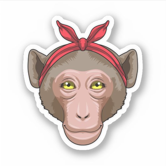 サルとバンダナ シール (正面)