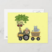 サルとヒッポトレインTシャツとギフト ポストカード (正面/裏面)