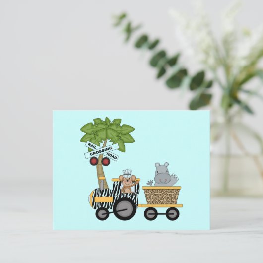 サルとヒッポトレインTシャツとギフト ポストカード (スタンド正面)