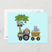 サルとヒッポトレインTシャツとギフト ポストカード (正面/裏面)