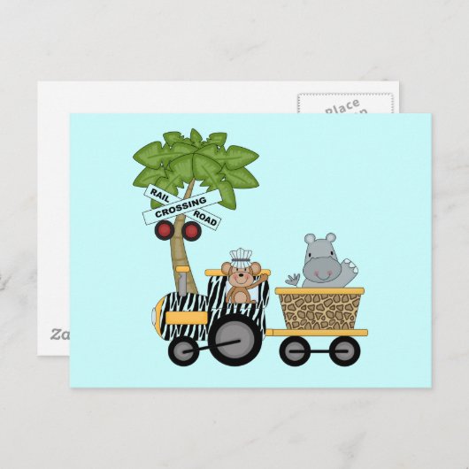 サルとヒッポトレインTシャツとギフト ポストカード (正面/裏面)