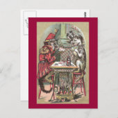 サルとブルドッグのトランプのポーカーゲーム ポストカード (正面/裏面)