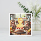 サルと一緒にお子さんの誕生日、サル誕生日 カード (スタンド正面)