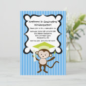 サルと一緒にお楽しみ 幼稚園・プレスクール卒業招待状 招待状 (スタンド正面)