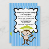 サルと一緒にお楽しみ 幼稚園・プレスクール卒業招待状 招待状 (正面/裏面)