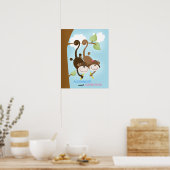 サルと少女の壁画プリント 16x20 ポスター (キッチン)