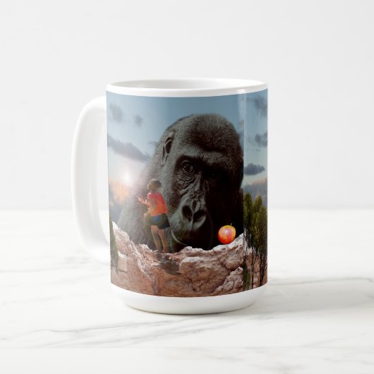 サルと昼食を共にする コーヒーマグカップ (正面左)