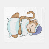 サルと枕と夢枕 フリースブランケット (正面(横))