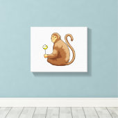 サルと棒つきキャンデー キャンバスプリント (インサイチュ (ウッドフロア))