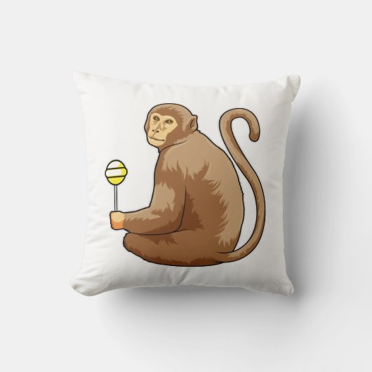 サルと棒つきキャンデー クッション (正面)