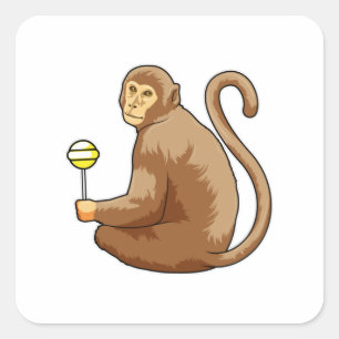 サルと棒つきキャンデー スクエアシール