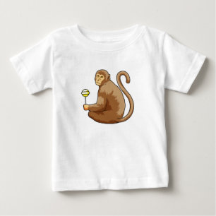 サルと棒つきキャンデー ベビーTシャツ