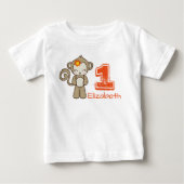サルと花かわいいかわいい誕生日 ベビーTシャツ (正面)