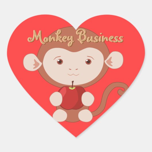 サルとAppleハートシール ハートシール (正面)
