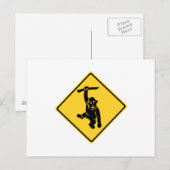 サルに注意、交通標識、台湾 ポストカード (正面/裏面)