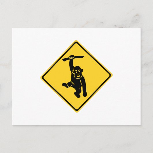 サルに注意、交通標識、台湾 ポストカード (正面)
