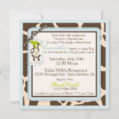 サルのおしゃぶりサファリジャングルのベビーシャワー 招待状 (裏面)