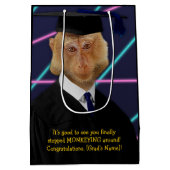 サルのおもしろい卒業祝い ミディアムペーパーバッグ (裏面)