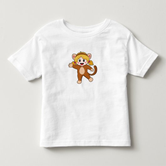 サルのかっこうの少女 トドラーTシャツ (正面)