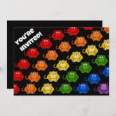 サルのカラフル虹の子どもたちの誕生会 招待状 (正面/裏面)