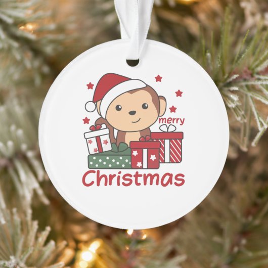 サルのクリスマスプレゼント冬動物サル オーナメント (ツリー)