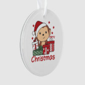 サルのクリスマスプレゼント冬動物サル オーナメント (正面)