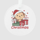 サルのクリスマスプレゼント冬動物サル オーナメント (正面)