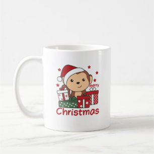 サルのクリスマスプレゼント冬動物サル コーヒーマグカップ