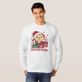 サルのクリスマスプレゼント冬動物サル Tシャツ (正面フル)