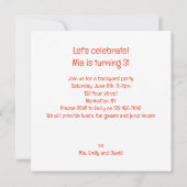 サルのスマッシュケーキの誕生日、サルの招待 招待状 (裏面)