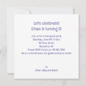 サルのスマッシュケーキの誕生日、サルの招待 招待状 (裏面)