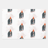 サルのチンパンジーが動物と提携するパーティー ラッピングペーパーシート (正面3)