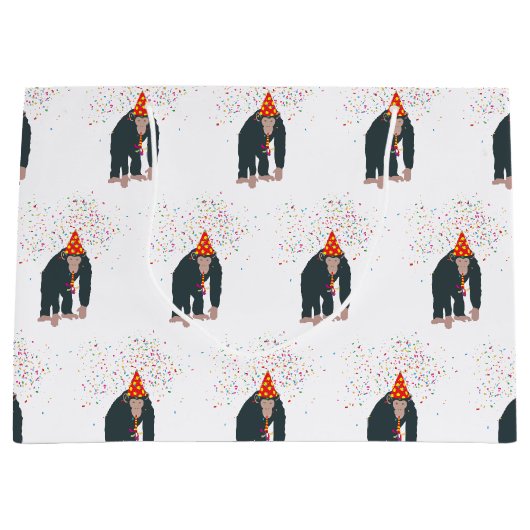 サルのチンパンジーが動物と提携するパーティー ラージペーパーバッグ (正面)