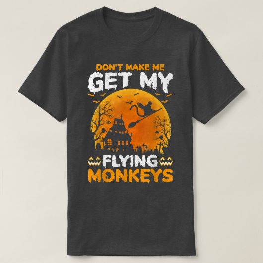 サルのハロウィン飛んでいる661 Tシャツ (デザイン正面)
