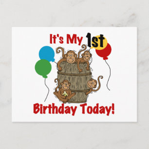 サルのバレル1歳の誕生日 ポストカード