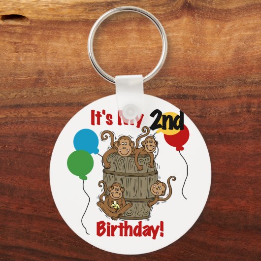 サルのバレル2回目の誕生日Tシャツとギフト キーホルダー (正面)