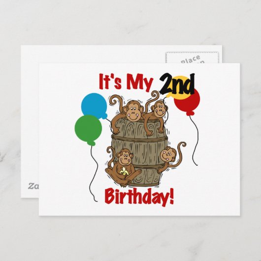 サルのバレル2回目の誕生日Tシャツとギフト ポストカード (正面/裏面)