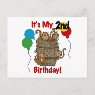サルのバレル2回目の誕生日Tシャツとギフト ポストカード