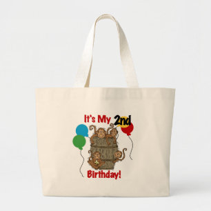 サルのバレル2回目の誕生日Tシャツとギフト ラージトートバッグ