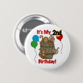 サルのバレル2回目の誕生日Tシャツとギフト 缶バッジ (正面&裏面)