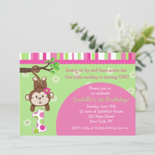 サルのバースデーパーティ招待状 招待状 (スタンド正面)