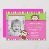 サルのバースデーパーティ招待状 招待状 (正面/裏面)