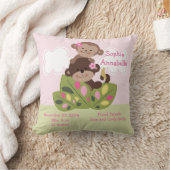 「サルのパーソナライズされた少女姉妹」の形見枕 クッション (ブランケット)