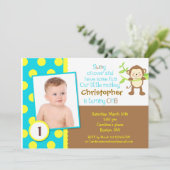 サルのモダン誕生日パーティーの招待 招待状 (スタンド正面)